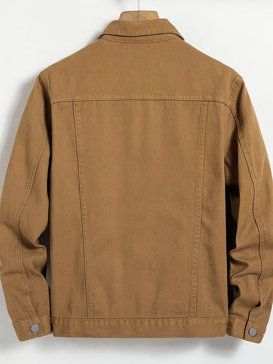Heren Denim Jas | Klassiek & Duurzaam | Knoopsluiting & Borstzakken | Bruin