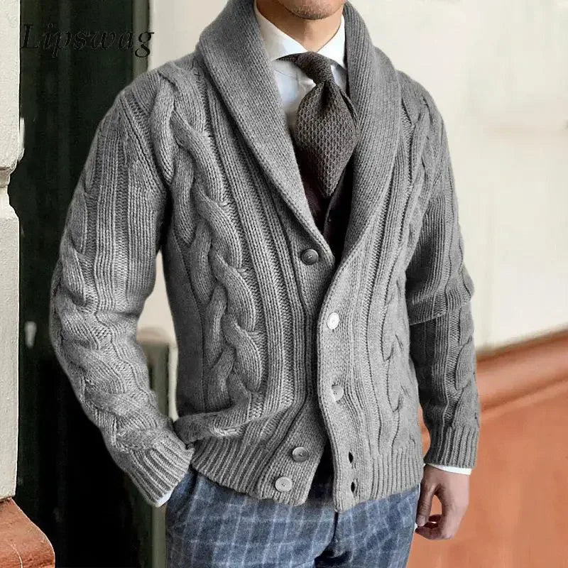 Vest Heren | Chunky Knit Cardigan | Kabelpatroon & Sjaalkraag Kleding