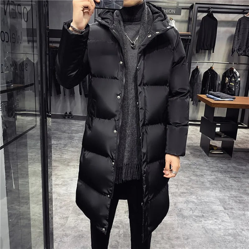 Winterjas Heren | Parka Jas met Capuchon | Lange Puffer met Knopen