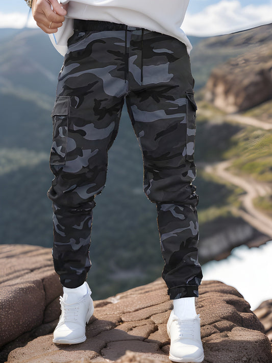 Heren Cargo Broek | Camouflageprint | Trekkoord Taille |