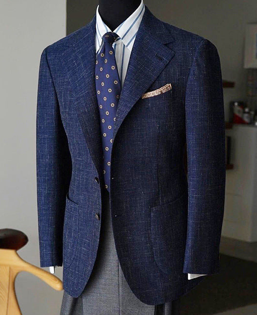 Heren blazer met motief in marine-blauw