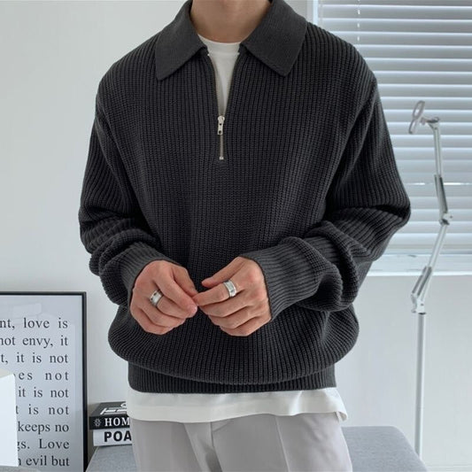 Relaxte trui met halve rits voor heren met ultiem comfort en casual stijl | Dex