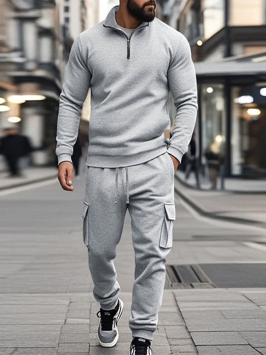 Heren Retro Sportpak | Half-Zip Sweatshirt & Werkbroek | Trendy & Functioneel