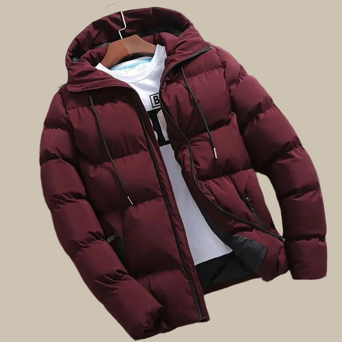Waterdichte puffer winterjas heren in rood