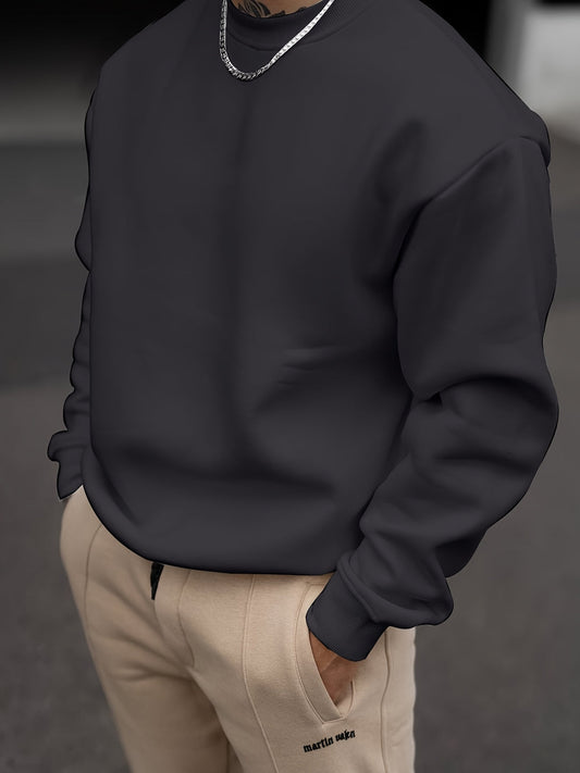 Truien Heren | Effen Kleur Sweatshirt | Ronde Hals & Veelzijdige Stijl