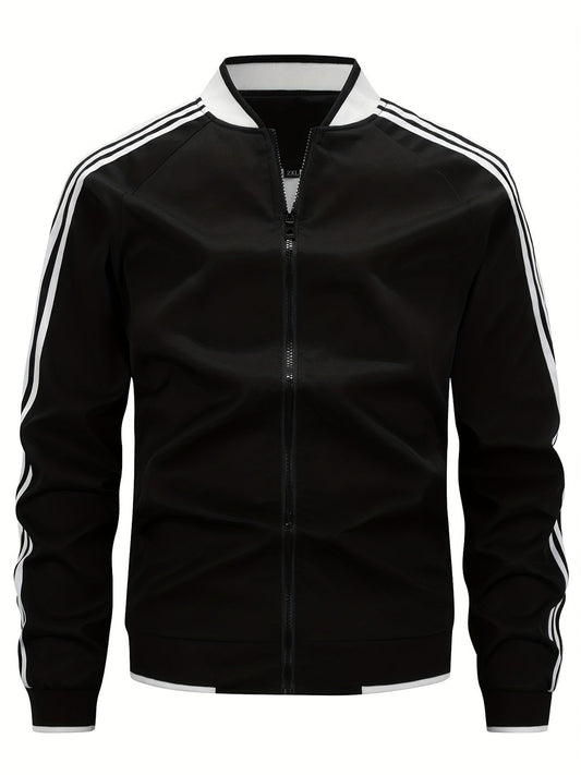 Heren tussenjas Sportvest | Lichtgewicht & Ademend | Baseballkraag & Gestreepte Mouwen
