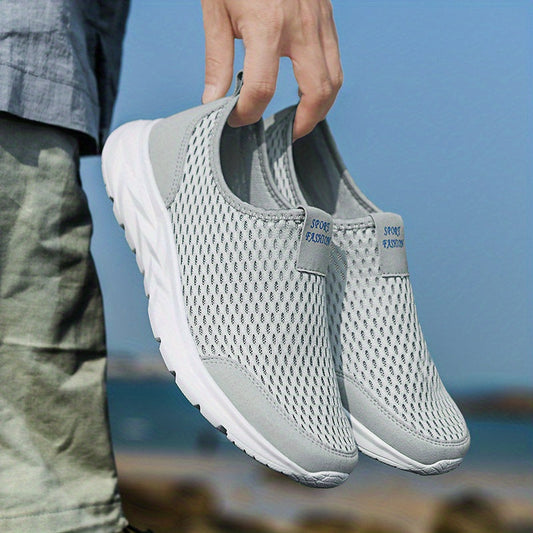 Slip-on mesh sneakers heren in grijs