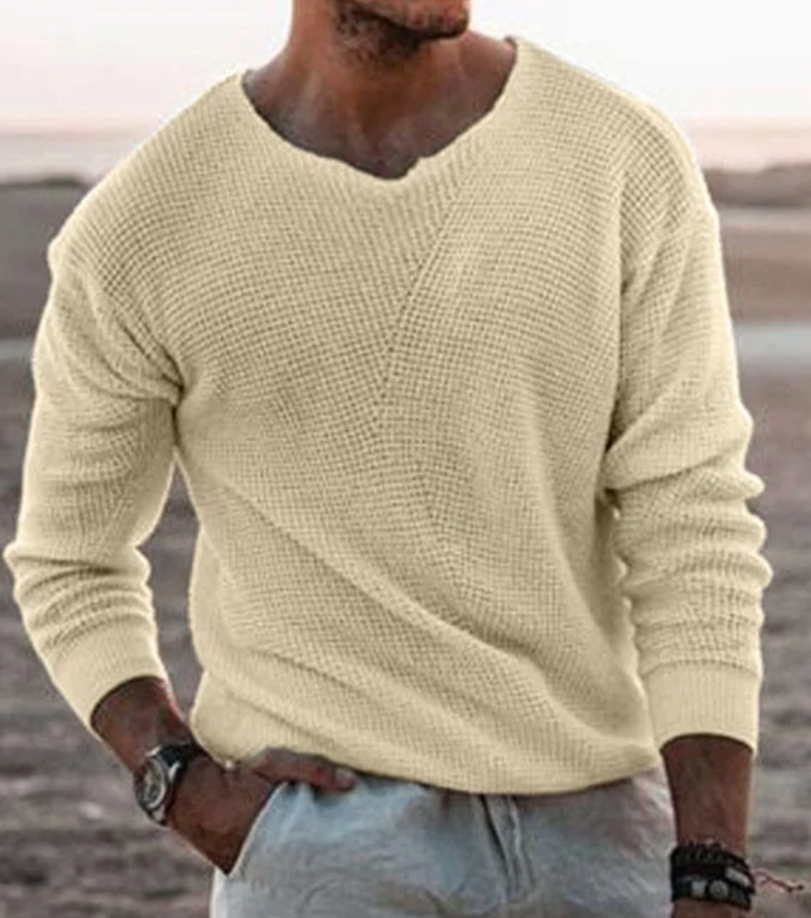 Truien Heren | Gebreide V-Hals Sweater Heren | Casual