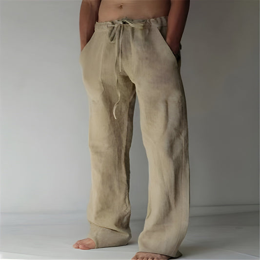 Linnen look pantalon heren in khaki