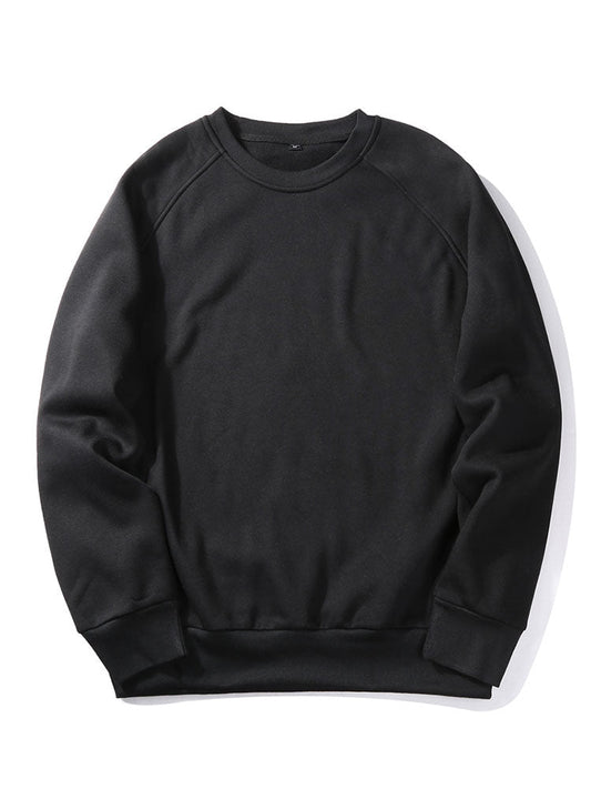 Heren Raglan Sweatshirt Crew Neck in zwart, Relaxed Fit Casual