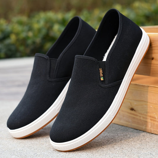 Blauwe slip-on sneakers heren in zwart