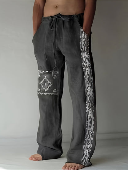 Heren broek met geometrisch patroon in grijs
