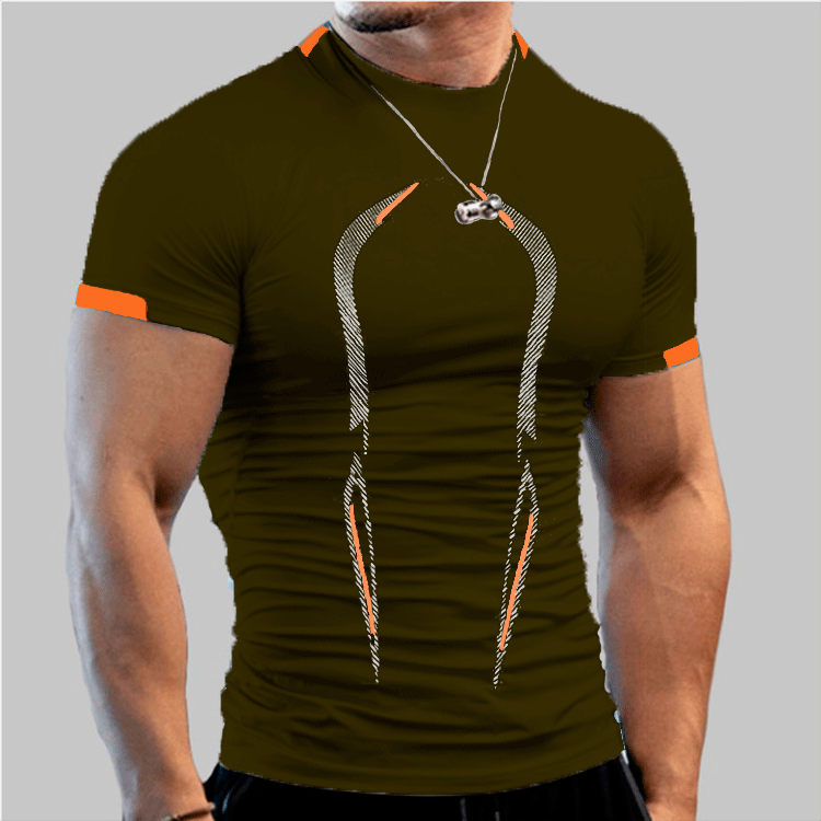 Heren Sportshirt | Kleurblokken & Slim Fit | Sneldrogend T-shirt met Ronde Hals