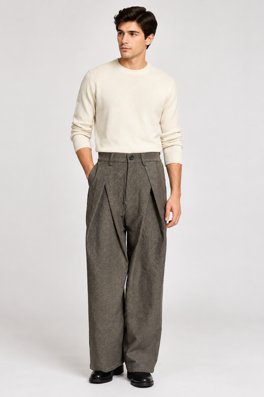 Heren Plissé Pantalon Hoge Taille - Elegant Klassiek