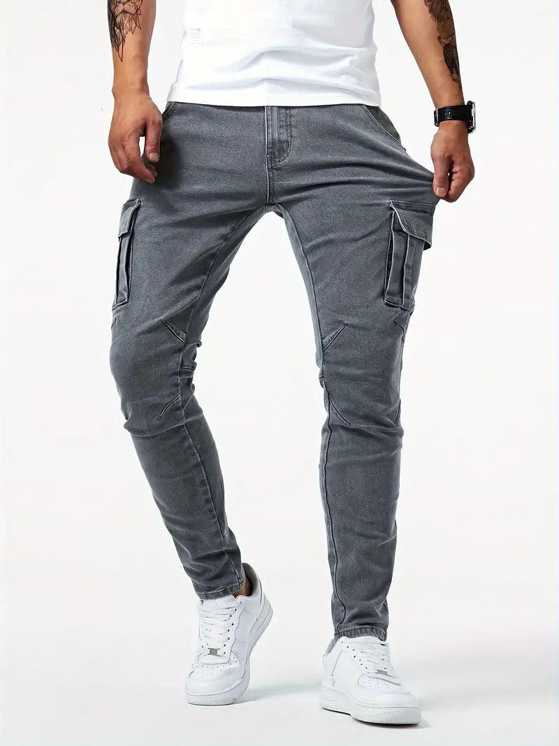 Heren Cargo Jeans | Slanke pasvorm | Meerdere zakken & Stretch | Casual