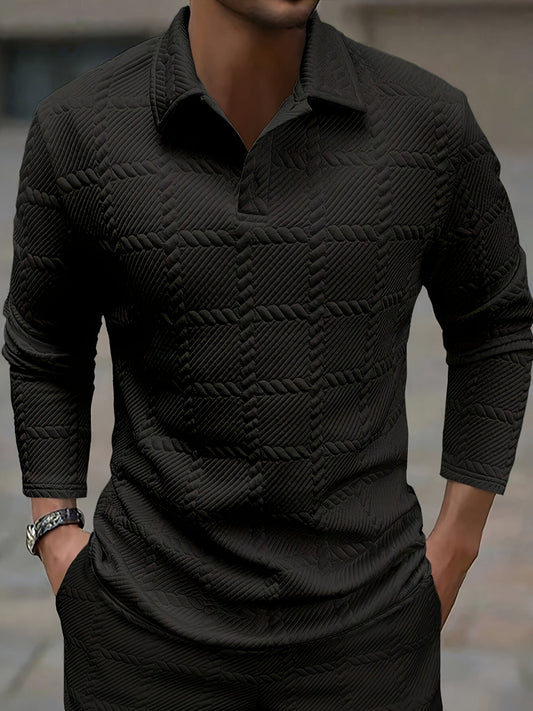 Heren Shirt | Gebreid Jacquard | Stijlvol & Casual | Lente & Herfst