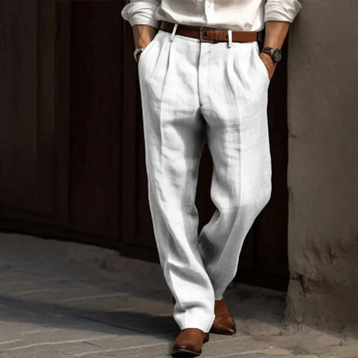 Casual heren broek rechte pijp in wit