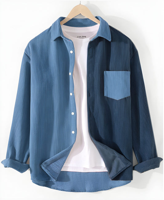Corduroy overhemd heren in blauw