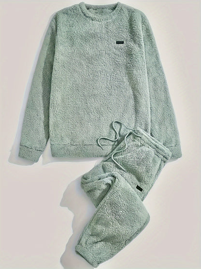 Heren Winterset | Pluche Sweatshirt & Trekkoord Broek | Warm & Comfortabel