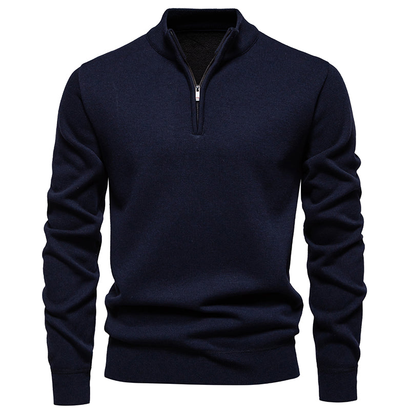 Moderne en stijlvolle Half-Zip Trui voor heren met warme fleece en opstaande kraag | Finn