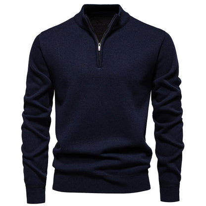 Moderne en stijlvolle Half-Zip Trui voor heren met warme fleece en opstaande kraag | Finn