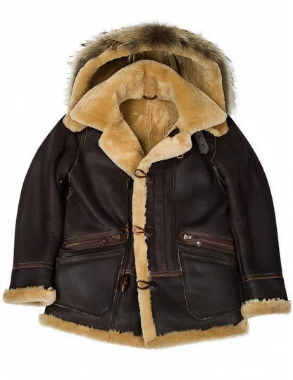 Elegante leren winterjas voor heren met ultieme warmte en tijdloze stijl | William