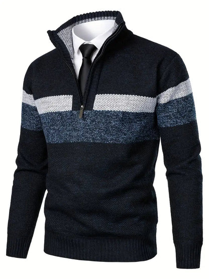 Comfortabele gebreide trui met rits voor heren met uitzonderlijke warmte en eigentijdse stijl | Kyan