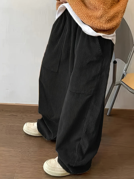 Heren Corduroy Broek | Super Losse Pasvorm | Effen Kleur & Zakken | Comfort voor Elke Dag