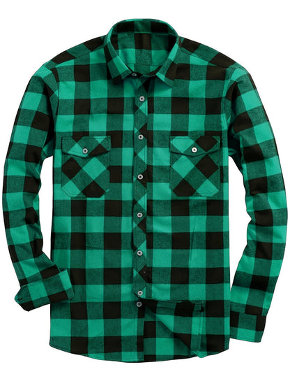 Heren Overhemd | Geruit Flanel | Dubbele Borstzak | Comfortabel Casual
