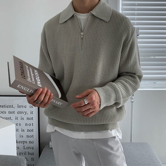 Relaxte trui met halve rits voor heren met ultiem comfort en casual stijl | Dex