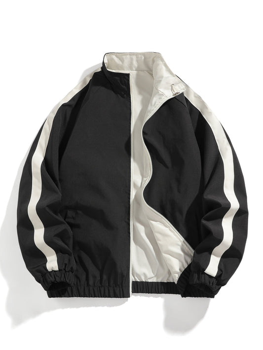 Heren Omkeerbare Jas | Stijlvol Gestreept Ontwerp | Comfortabel & Veelzijdig | Polyester