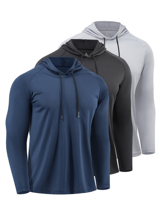 Heren hoodies 3-pack in blauw-zwart-zilver