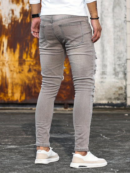 Heren Patchwork Jeans | Slanke pasvorm | Stretch Denim | Trendy stijl