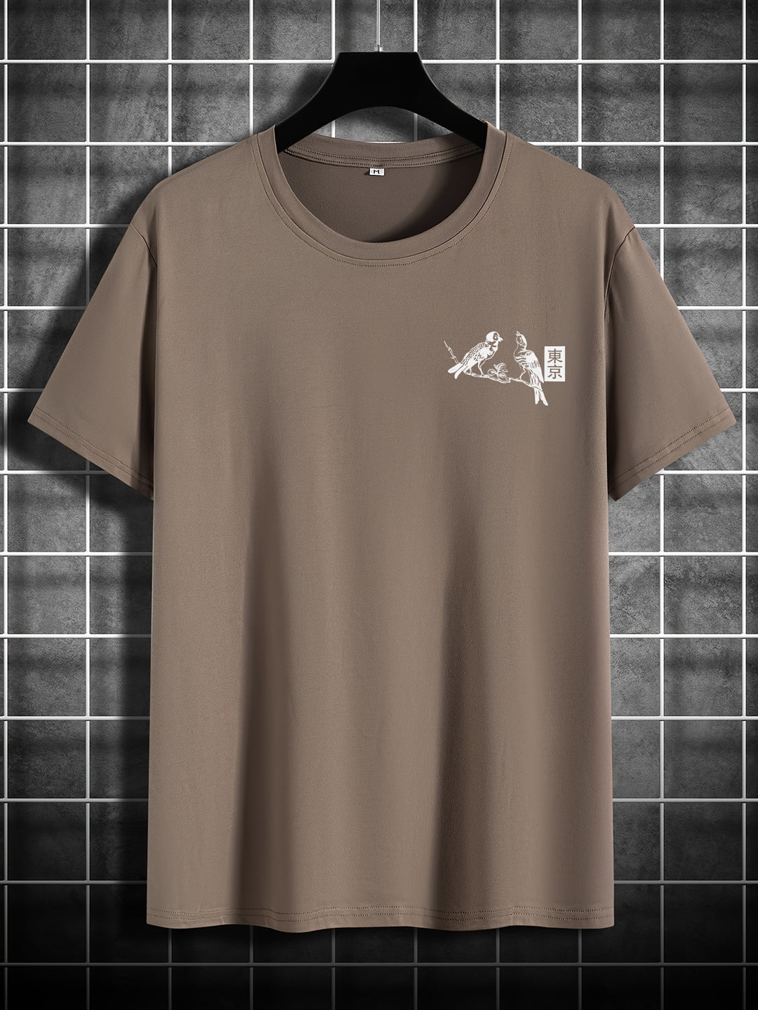 Heren T-shirt met bloemen- en vogelprint