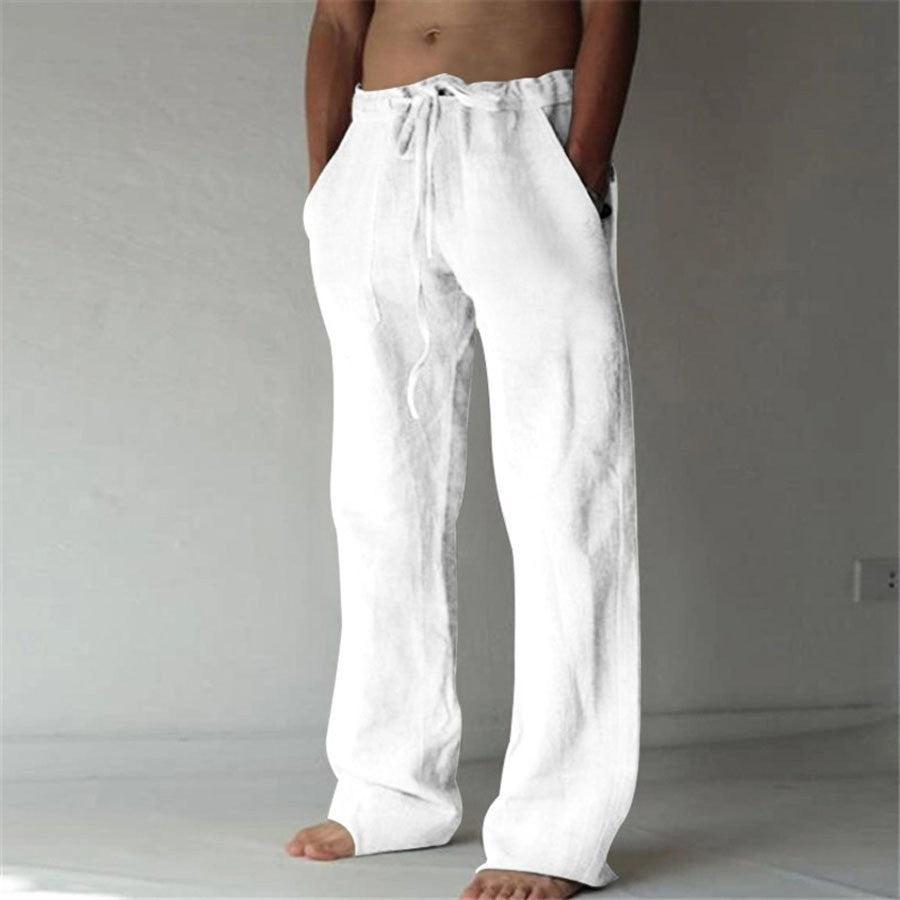 Linnen look pantalon heren in wit