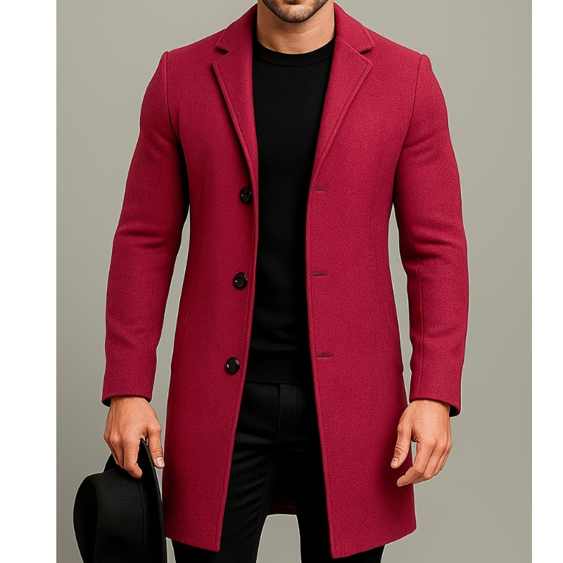 Lange winterjas heren in rood