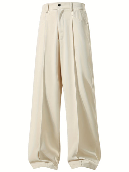 Heren Wijde Broek | Casual Loose Fit | Geplooid & Stijlvol | Perfect voor Werk & Kantoor