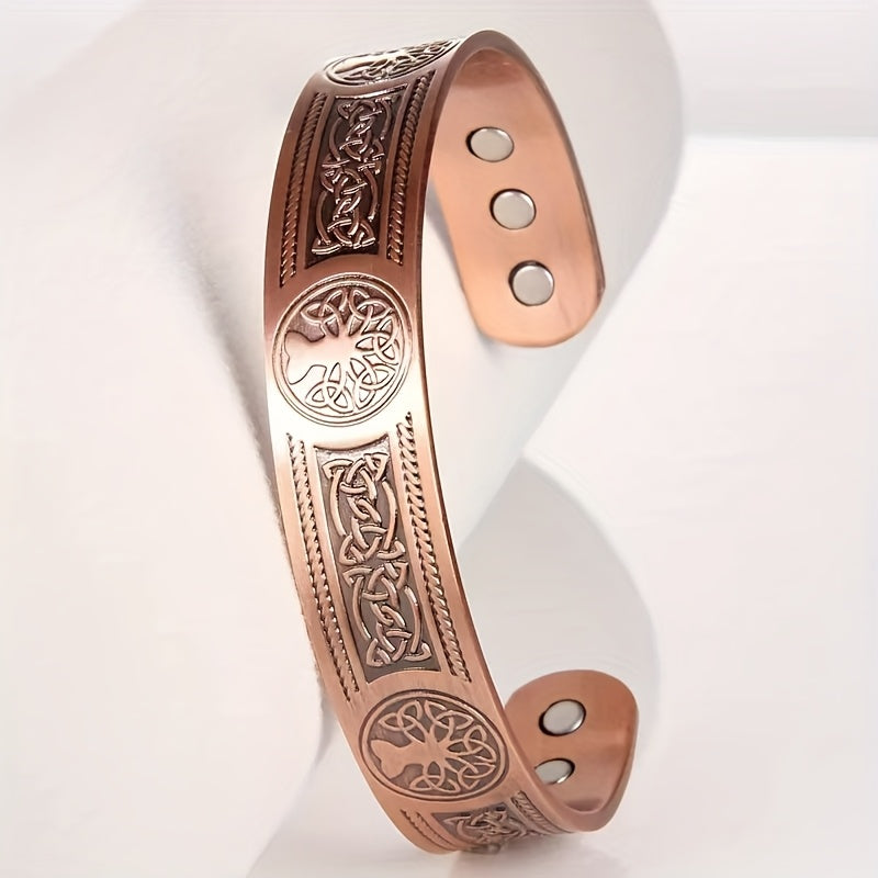 Heren Armband | Levensboomontwerp & magnetisch | Verstelbaar & symbolisch | Brons zinklegering