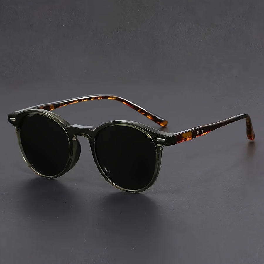Ronde heren zonnebril tortoiseshell in groen