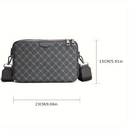 Heren Crossbody Tas | Streetstyle & Gecheckt Design | Verstelbare Riem & Meerdere Vakken | Zwart