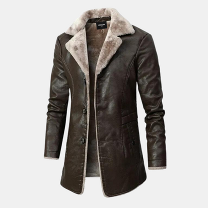 Heren jas van imitatieleer met sherpa voering van fleece voor ultieme warmte | Jace