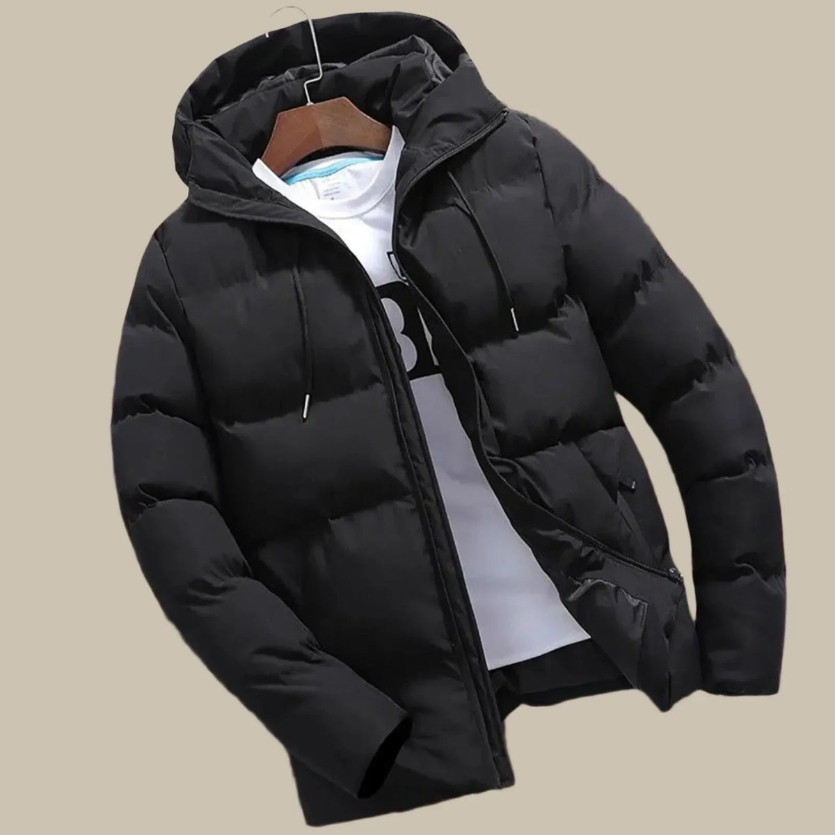 Waterdichte puffer winterjas heren in zwart