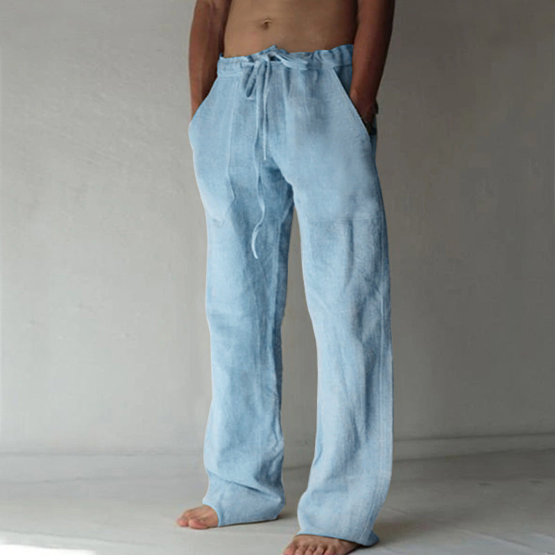 Linnen look pantalon heren in blauw