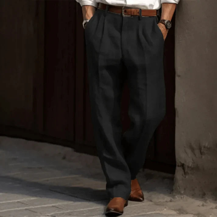 Casual heren broek rechte pijp in zwart
