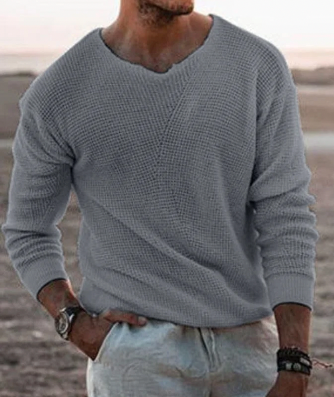 Truien Heren | Gebreide V-Hals Sweater Heren | Casual