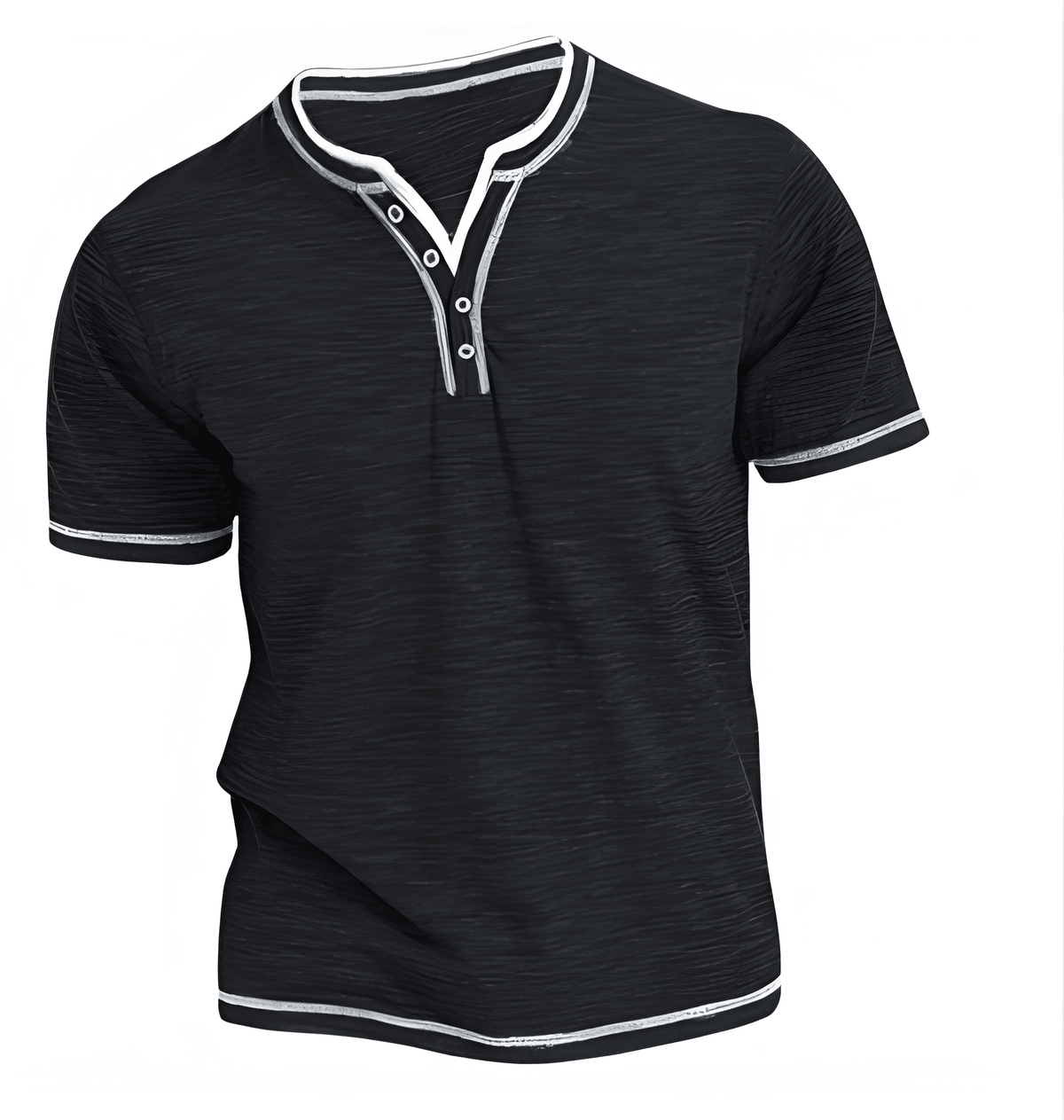Heren Henley Shirt Korte Mouw - Moderne Knoopsluiting