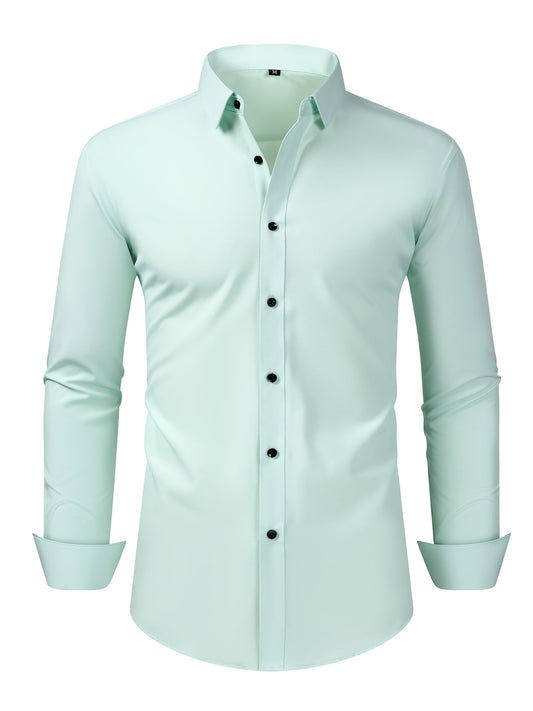 Heren Overhemd | Lange Mouwen & Reverskraag | Ademend & Comfortabel | Polyester