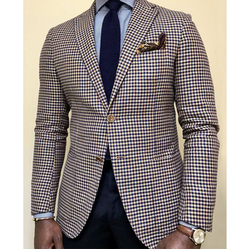 Heren blazer met motief in licht-bruin