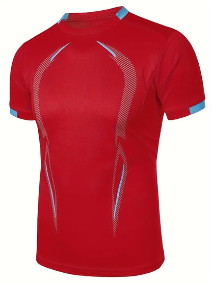Heren Sportshirt | Kleurblokken & Slim Fit | Sneldrogend T-shirt met Ronde Hals