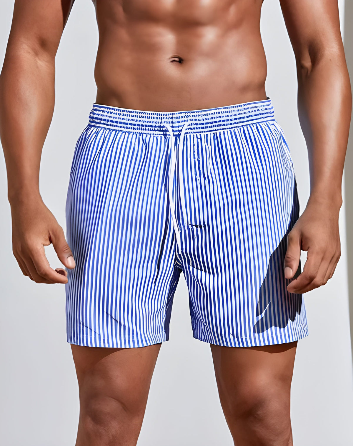 Gestreepte zwemshort heren in blauw